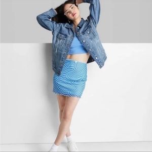 Brand New with Tags Blue Checkered Mesh Body-Con Mini Skirt